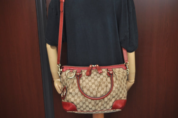 Authentic GUCCI Sukey 2Way Hand Tote Bag GG Canvas Leather 247902 Brown 7042I