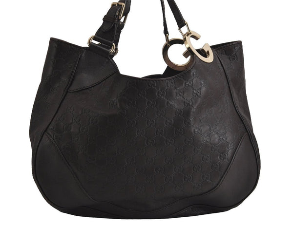 Authentic GUCCI Guccissima Charlotte Shoulder Bag GG Leather 203504 Brown 7043J