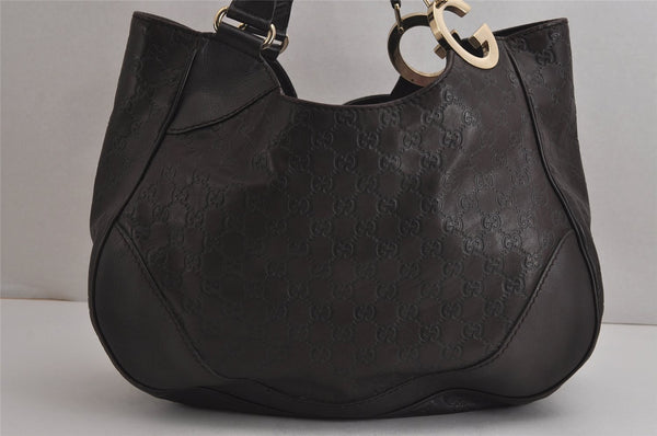 Authentic GUCCI Guccissima Charlotte Shoulder Bag GG Leather 203504 Brown 7043J