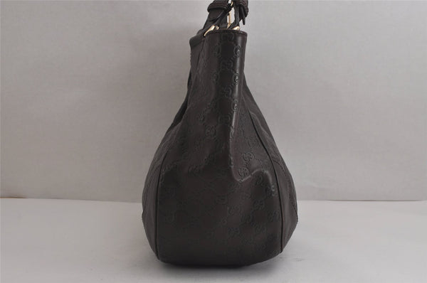 Authentic GUCCI Guccissima Charlotte Shoulder Bag GG Leather 203504 Brown 7043J