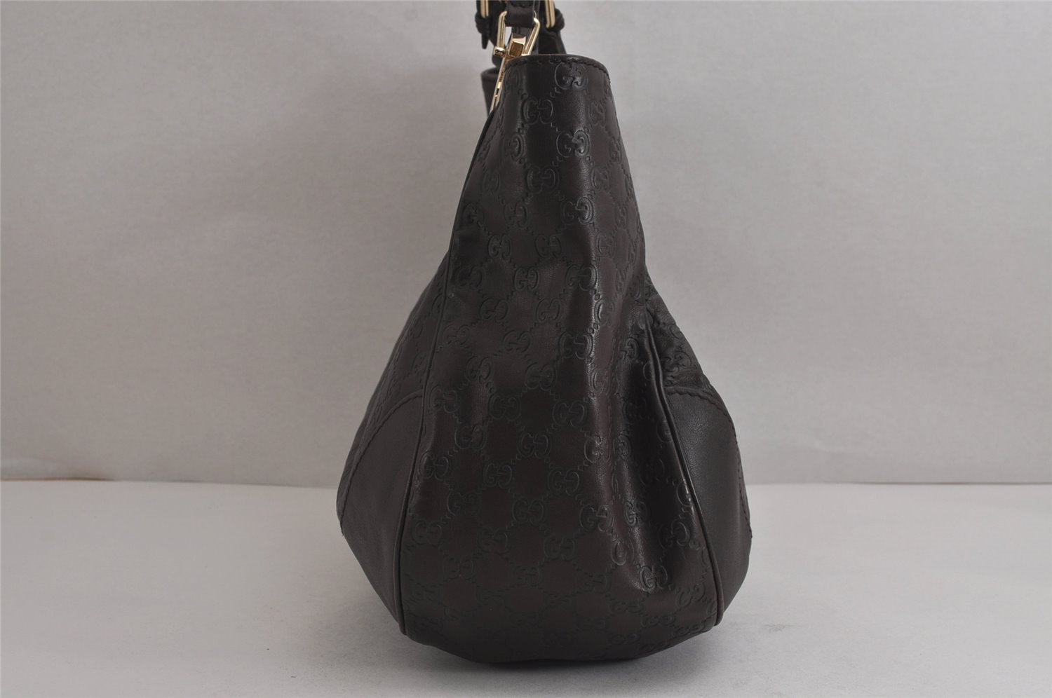 Authentic GUCCI Guccissima Charlotte Shoulder Bag GG Leather 203504 Brown 7043J