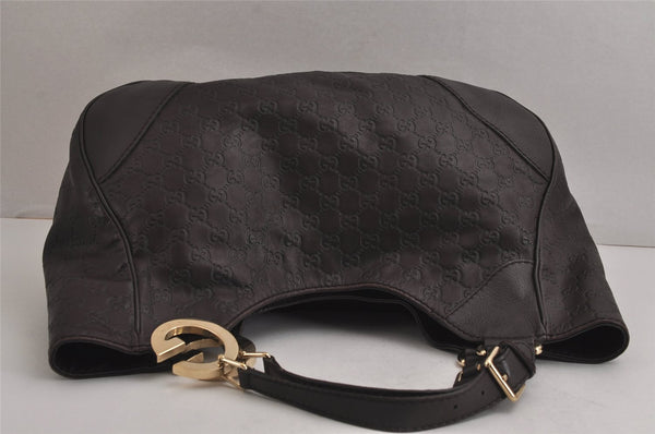Authentic GUCCI Guccissima Charlotte Shoulder Bag GG Leather 203504 Brown 7043J
