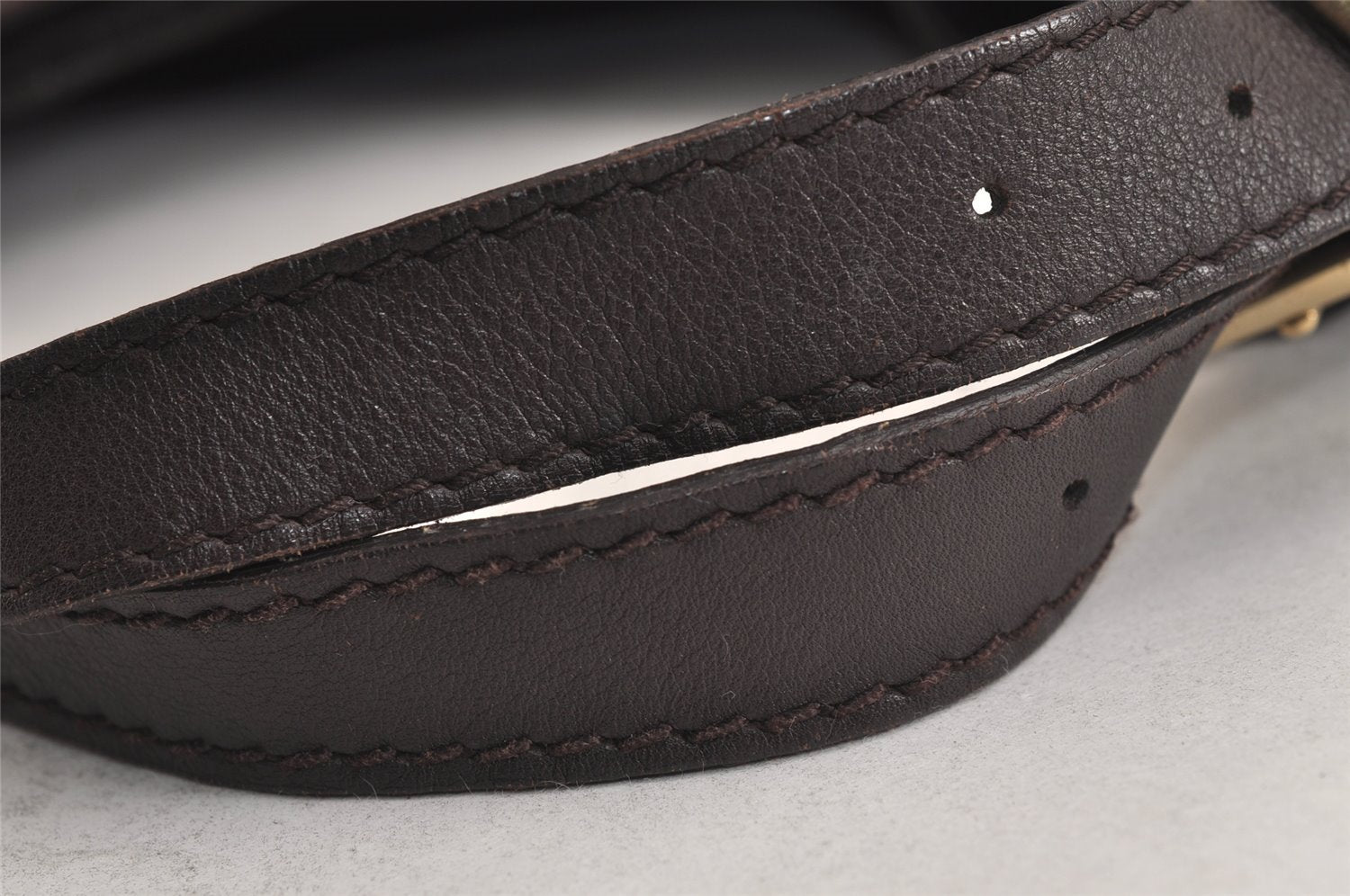 Authentic GUCCI Guccissima Charlotte Shoulder Bag GG Leather 203504 Brown 7043J