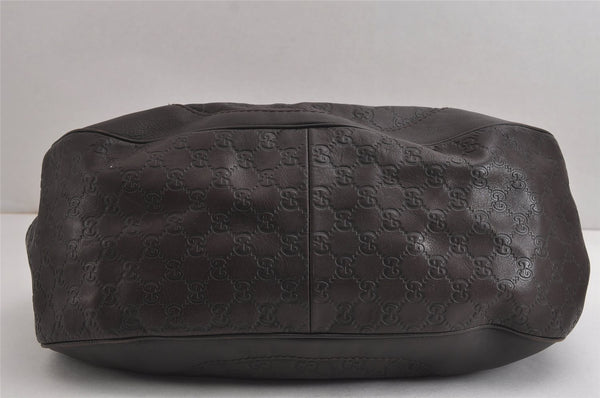 Authentic GUCCI Guccissima Charlotte Shoulder Bag GG Leather 203504 Brown 7043J