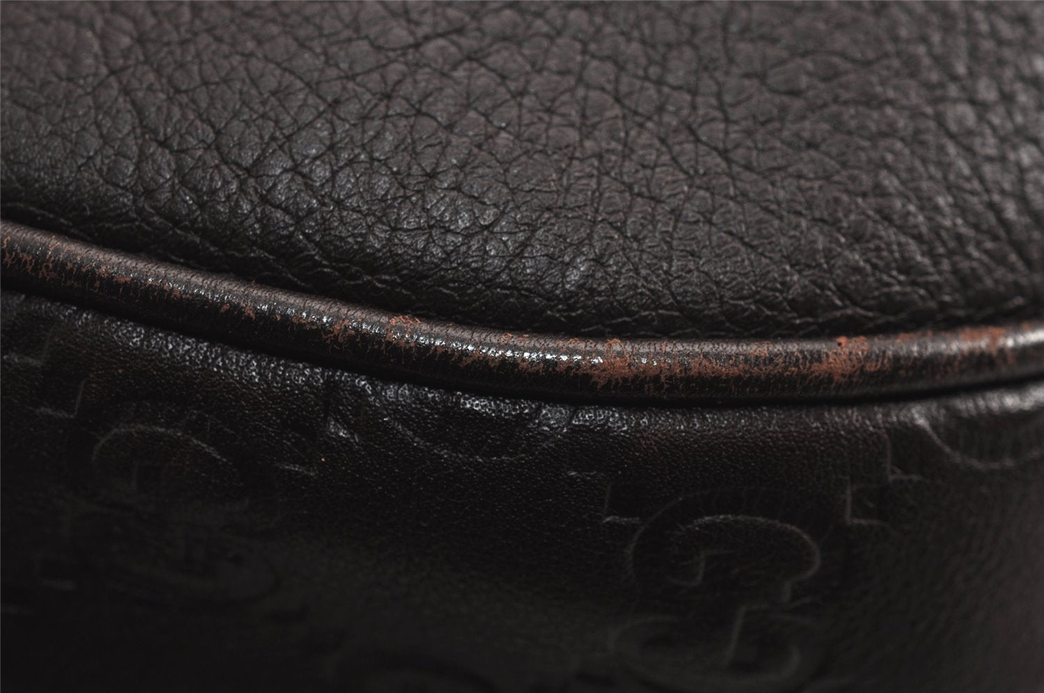 Authentic GUCCI Guccissima Charlotte Shoulder Bag GG Leather 203504 Brown 7043J