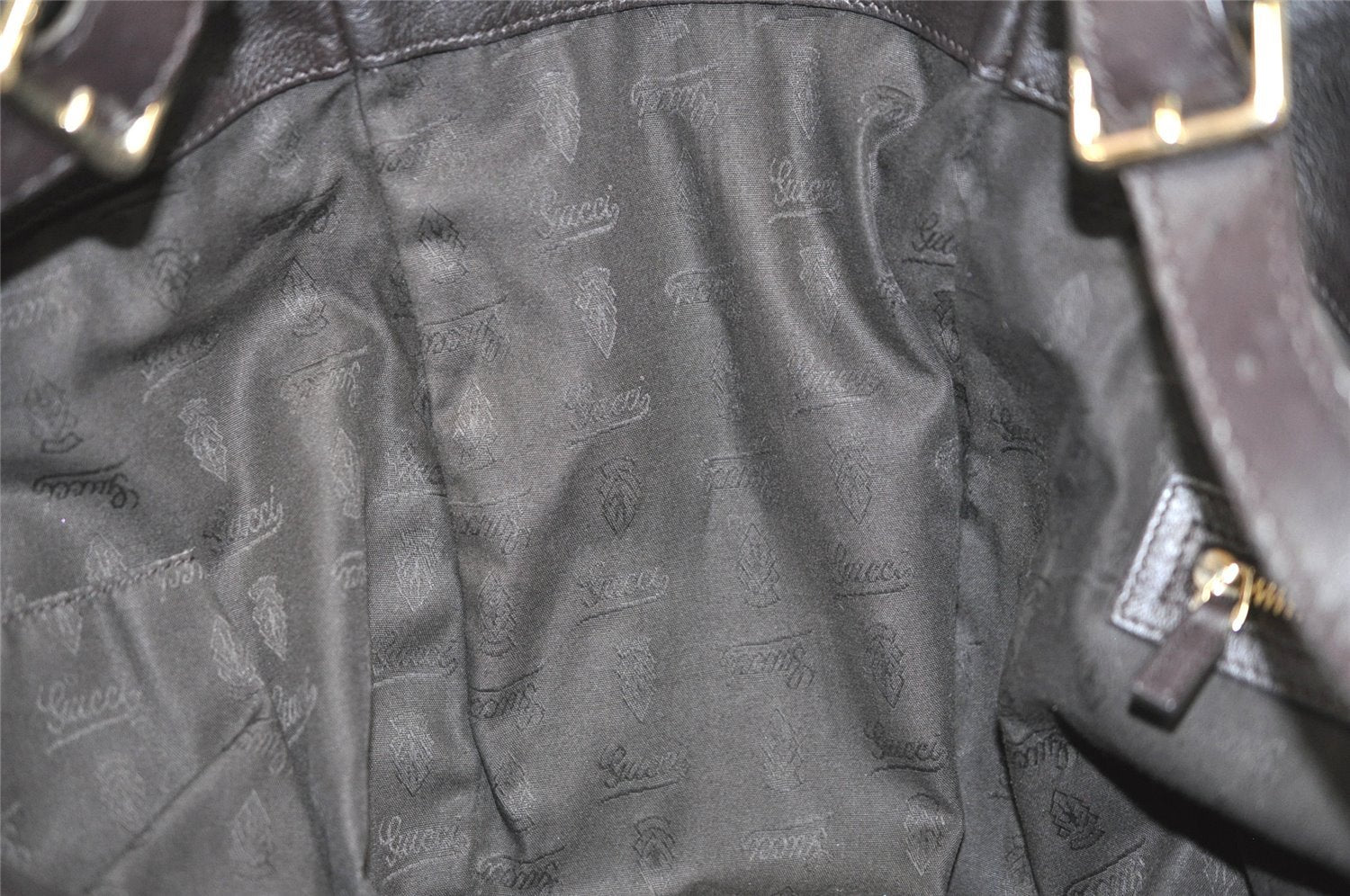 Authentic GUCCI Guccissima Charlotte Shoulder Bag GG Leather 203504 Brown 7043J