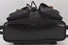 Authentic GUCCI Vintage Bamboo Drawstring Backpack Nylon Leather Black 7043K