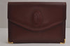 Authentic Cartier Must de Cartier Clutch Hand Bag Leather Bordeaux Red 7044J