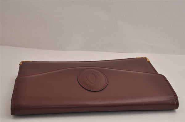 Authentic Cartier Must de Cartier Clutch Hand Bag Leather Bordeaux Red 7044J