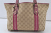 Authentic GUCCI Sherry Line Tote Bag GG Canvas Leather 137396 Beige 7044K