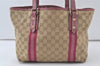 Authentic GUCCI Sherry Line Tote Bag GG Canvas Leather 137396 Beige 7044K