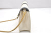 Authentic GUCCI Vintage Chain Shoulder Cross Body Bag Purse Leather White 7045K