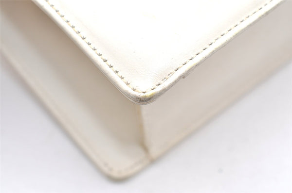 Authentic GUCCI Vintage Chain Shoulder Cross Body Bag Purse Leather White 7045K