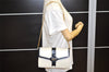 Authentic GUCCI Vintage Chain Shoulder Cross Body Bag Purse Leather White 7045K