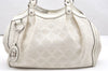 Authentic GUCCI Vintage Diamante Tote Hand Bag Straw Leather 211944 White 7046K