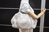 Authentic GUCCI Vintage Diamante Tote Hand Bag Straw Leather 211944 White 7046K