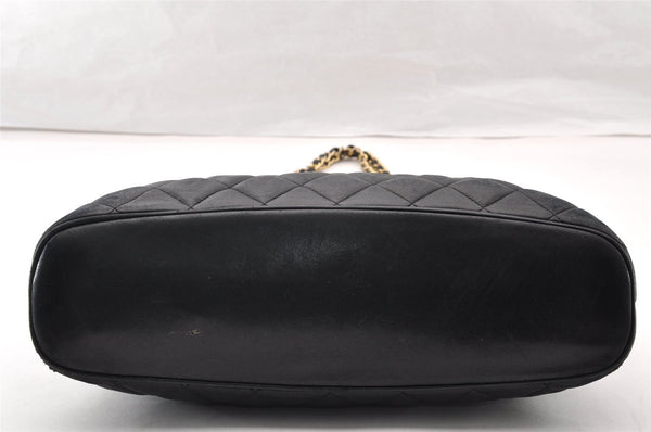 Authentic CHANEL Vintage Calf Skin Matelasse Chain Shoulder Bag Black CC 7047I