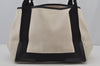 Authentic BALENCIAGA Navy Caba S Hand Bag Canvas Leather 339933 White 7047J