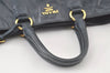 Authentic PRADA Leather Nappa 2Way Shoulder Cross Body Hand Tote Bag Blue 7047K