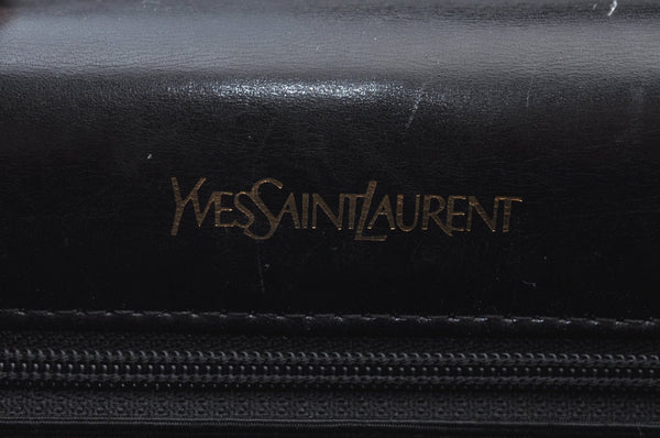 Authentic YVES SAINT LAURENT Shoulder Bag Purse Karakul Lamb Leather Black 7053G