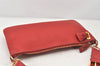 Authentic PRADA Vintage Leather Shoulder Cross Body Bag Purse Red 7053K