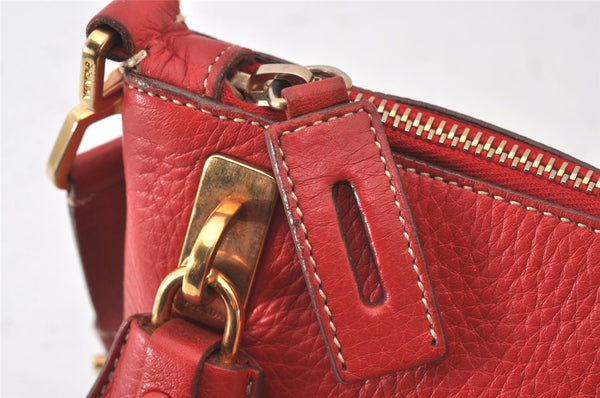 Authentic PRADA Vintage Leather Shoulder Cross Body Bag Purse Red 7053K