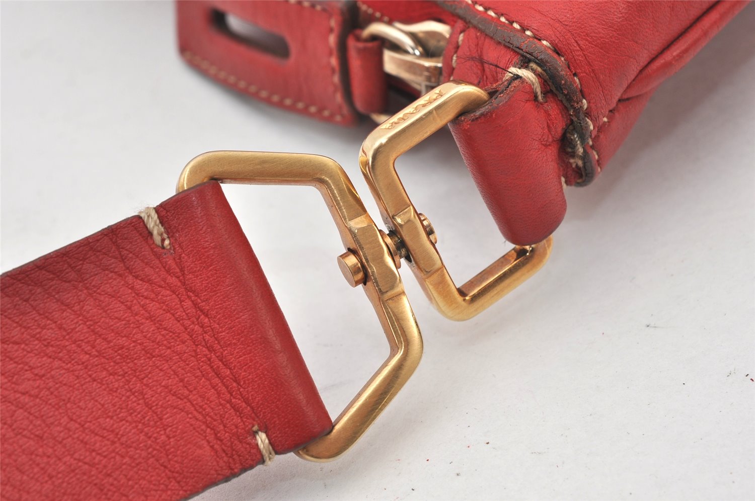 Authentic PRADA Vintage Leather Shoulder Cross Body Bag Purse Red 7053K