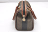 Authentic FENDI Pequin 2Way Hand Boston Bag PVC Leather Brown Black 7054K