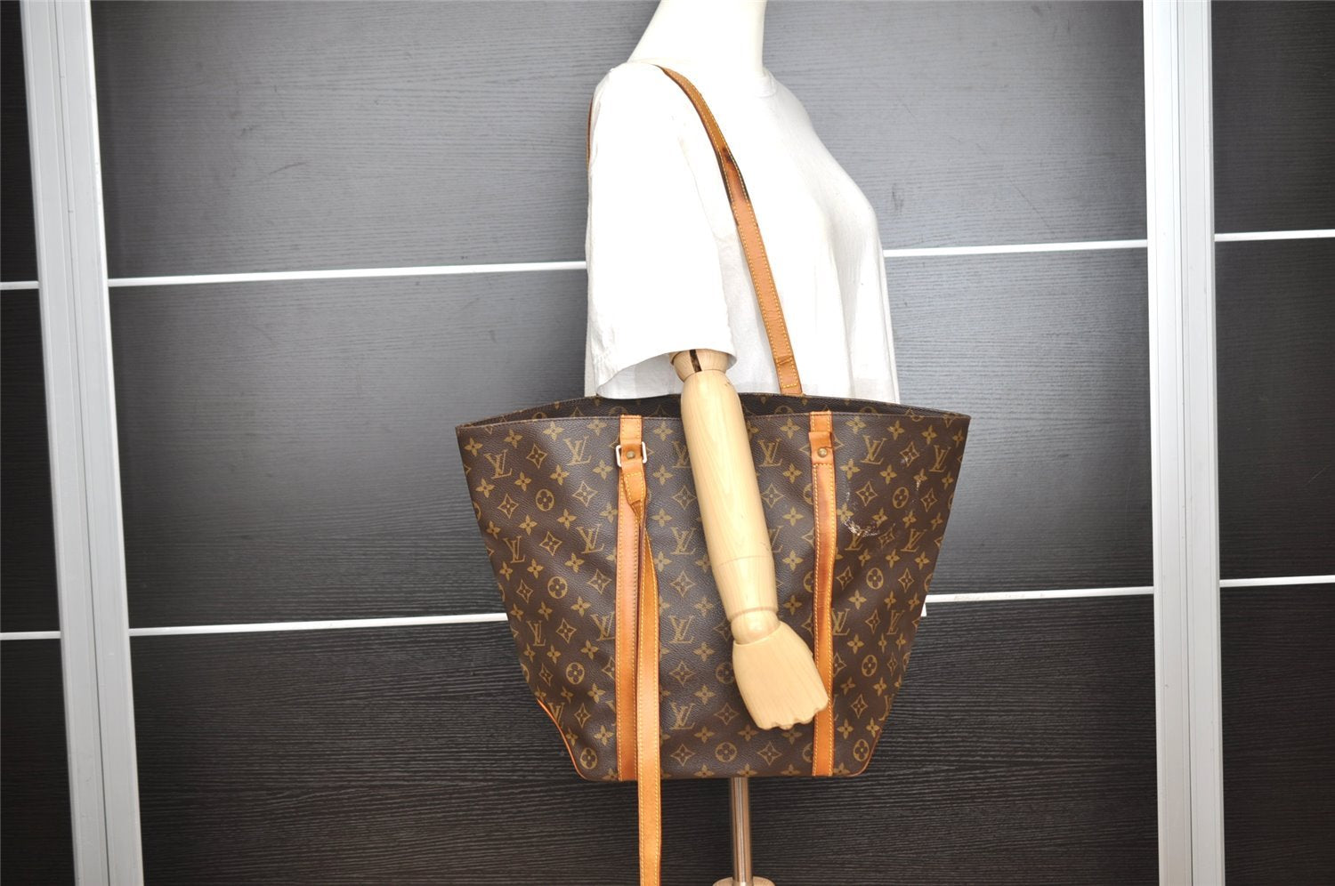 Authentic Louis Vuitton Monogram Sac Shopping PM Tote Bag M51108 LV Junk 7055I