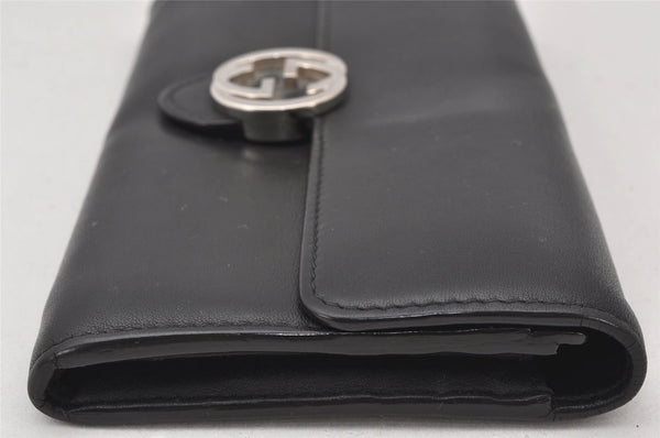 Authentic GUCCI Interlocking G Long Wallet Purse Leather 369663 Black 7058K