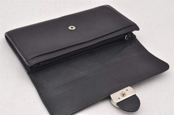 Authentic GUCCI Interlocking G Long Wallet Purse Leather 369663 Black 7058K