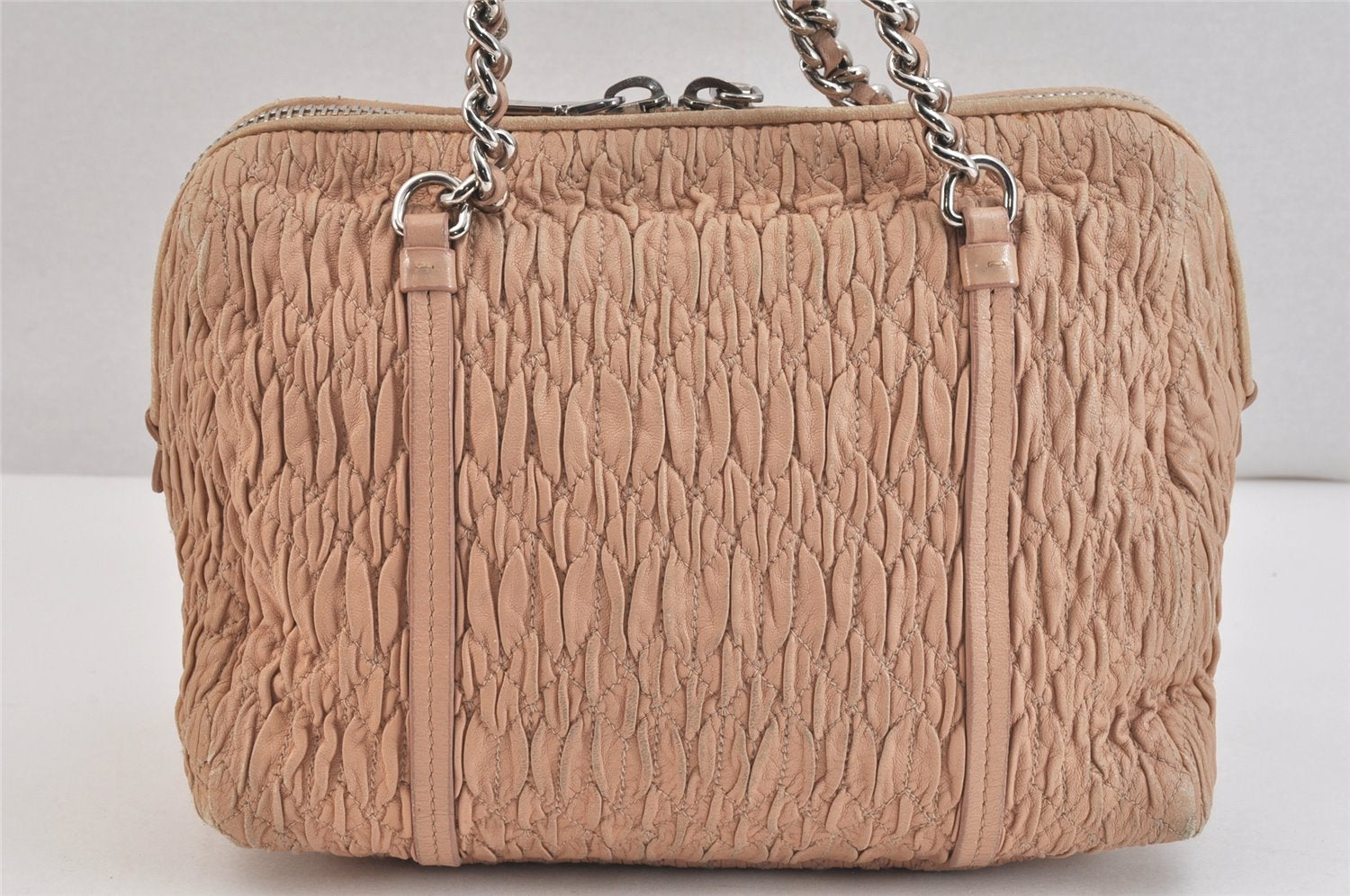 Authentic MIU MIU Matelasse Leather Chain 2Way Shoulder Hand Bag Pink 7061K