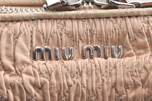 Authentic MIU MIU Matelasse Leather Chain 2Way Shoulder Hand Bag Pink 7061K