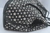 Authentic JIMMY CHOO Vintage Star Studs Leather Shoulder Tote Bag Black 7062K