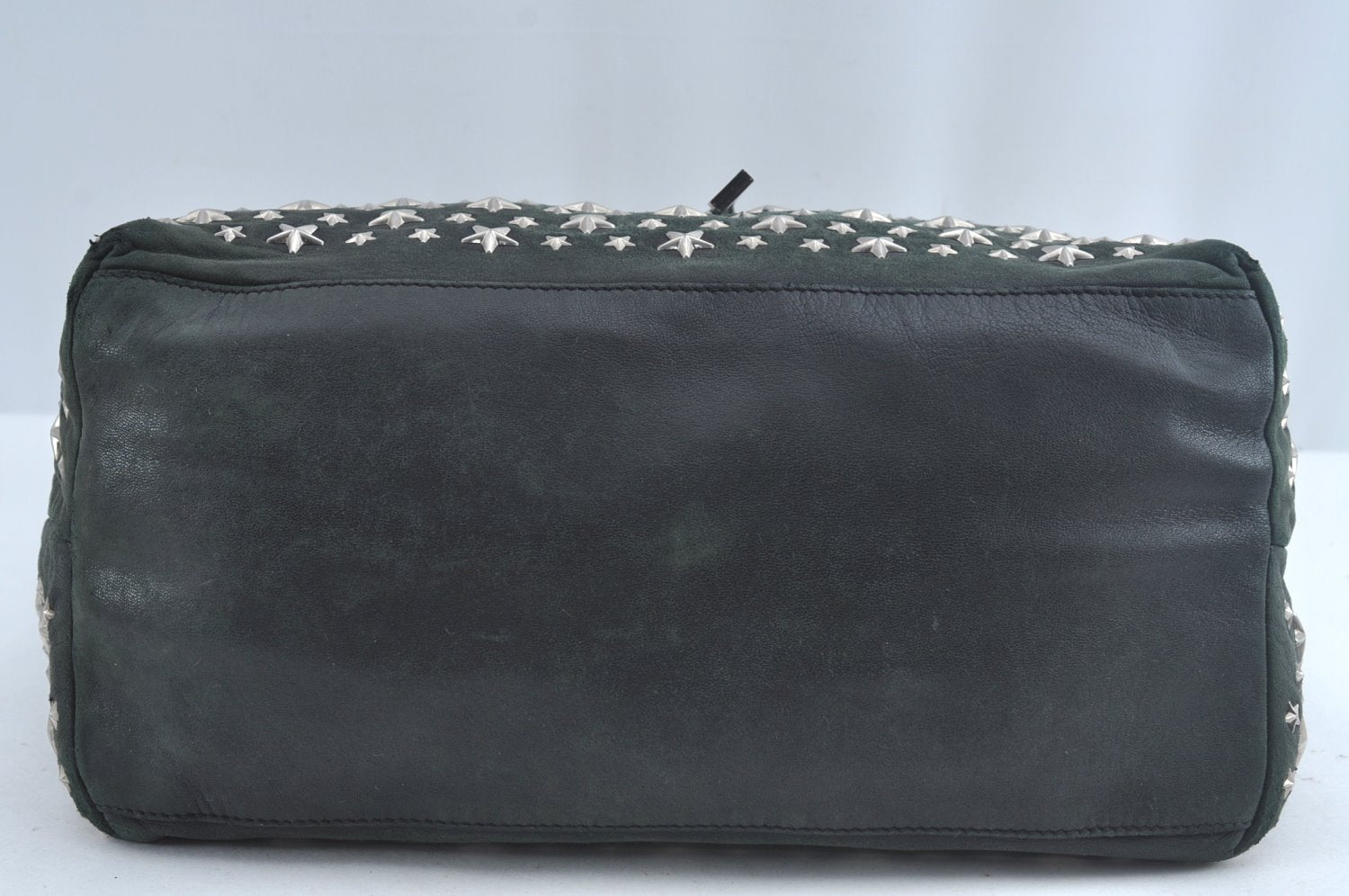 Authentic JIMMY CHOO Vintage Star Studs Leather Shoulder Tote Bag Black 7062K