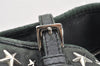 Authentic JIMMY CHOO Vintage Star Studs Leather Shoulder Tote Bag Black 7062K
