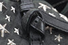 Authentic JIMMY CHOO Vintage Star Studs Leather Shoulder Tote Bag Black 7062K
