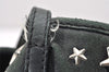 Authentic JIMMY CHOO Vintage Star Studs Leather Shoulder Tote Bag Black 7062K