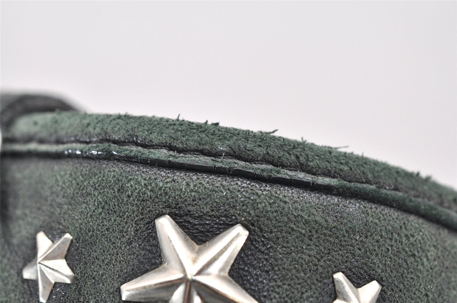 Authentic JIMMY CHOO Vintage Star Studs Leather Shoulder Tote Bag Black 7062K