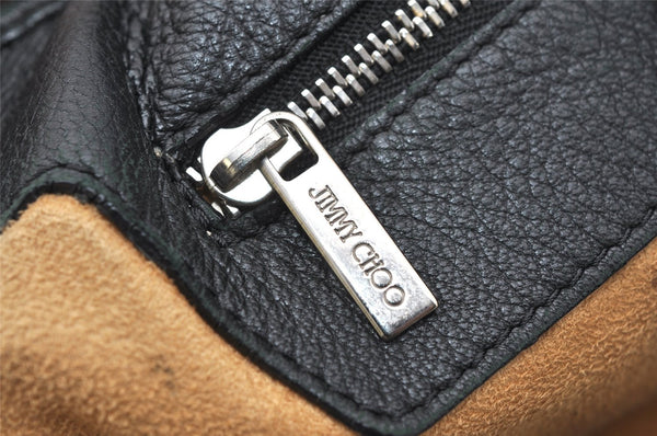 Authentic JIMMY CHOO Vintage Star Studs Leather Shoulder Tote Bag Black 7062K