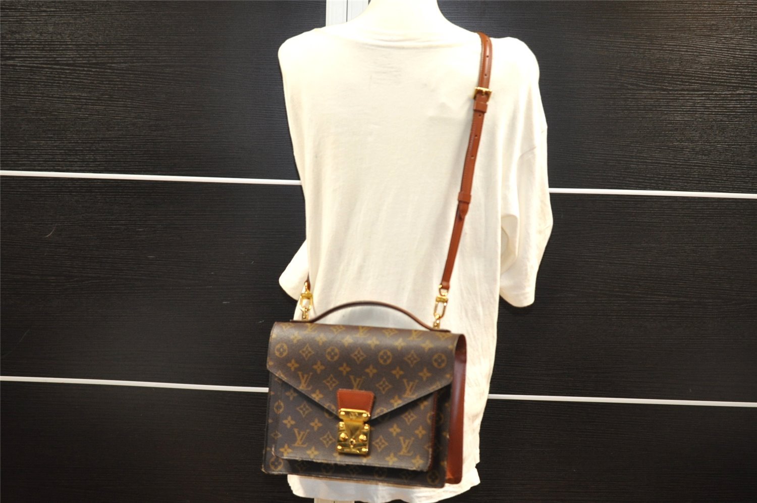 Authentic Louis Vuitton Monogram Monceau 2Way Shoulder Hand Bag M51185 LV 7065I