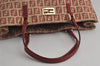 Authentic FENDI Vintage Zucchino Hand Bag Purse Canvas Leather Red 7065J