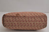 Authentic FENDI Vintage Zucchino Hand Bag Purse Canvas Leather Red 7065J