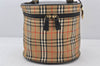 Authentic Burberrys Nova Check Canvas Leather Vanity Hand Bag Purse Beige 7065K