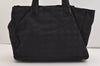 Authentic CHANEL New Travel Line Shoulder Tote Bag Nylon Leather Black 7066J