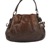 Authentic PRADA Vintage Enamel Shoulder Tote Bag Brown 7067J