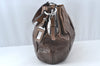 Authentic PRADA Vintage Enamel Shoulder Tote Bag Brown 7067J