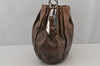 Authentic PRADA Vintage Enamel Shoulder Tote Bag Brown 7067J