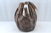 Authentic PRADA Vintage Enamel Shoulder Tote Bag Brown 7067J