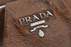 Authentic PRADA Vintage Enamel Shoulder Tote Bag Brown 7067J